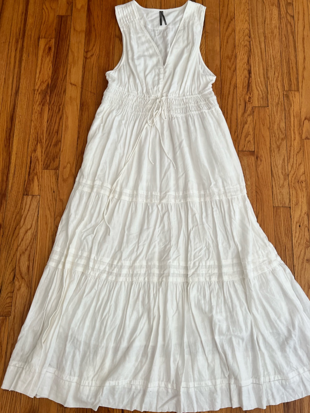 Anthropologie Somerset White Sleeveless Tiered Maxi Dress